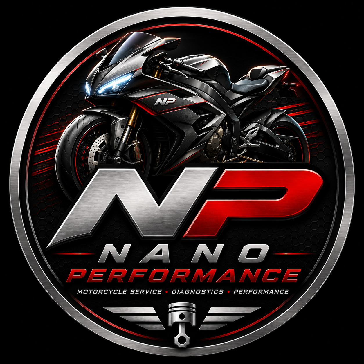 Nano Performance NP motorcycle emblem